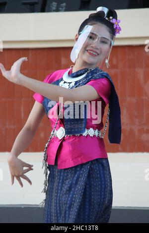 Fotografische Aufnahmen aus dem Nordosten Thailands, aufgenommen in buddhistischen Tempeln in und um ROI et, der kulturellen Hauptstadt Isaans. Stockfoto