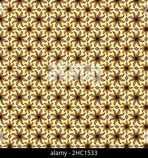 Modisch orientalisch nahtlose orange Blumenmuster. Tapete mit nahtloser Textur. Nahtloses Muster im Vintage-Retro-Stil. Stockfoto