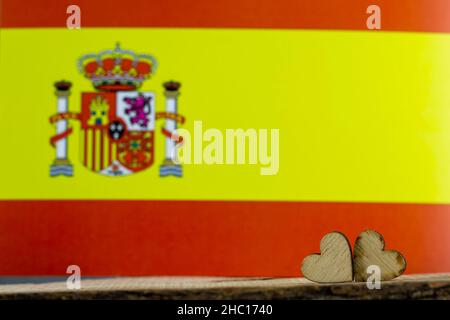 Flagge von Spanien und Herzen Stockfoto