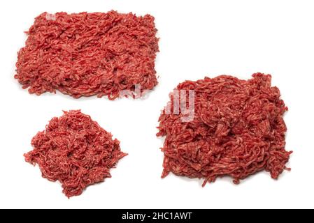 Rohes Rindfleisch Hackfleisch Hintergrund. Draufsicht. Stockfoto