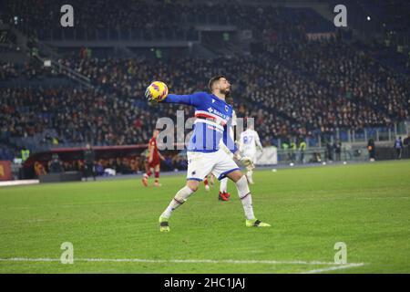 Rom, Latium, Italien. 22nd Dez 2021. Italien: Serie A. im Stadio Olimpico von Rom und Sampdoria mit 1''“1 für das Spiel der italienischen Serie A 19th. In diesem Bild Wladimir Falcone (Bild: © Paolo Pizzi/Pacific Press via ZUMA Press Wire) Stockfoto