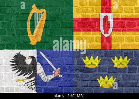 Flagge Provinzen von Irland: Connacht, Leinster, Münster und Ulster. Stockfoto