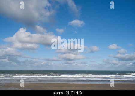 Frankreich, Bretagne, Plerin am 23/12/2020. Der Strand von Rosaires in Plerin. Foto von Martin Bertrand. Frankreich, Bretagne, Plerin le 23/12/2020. La Plage Stockfoto