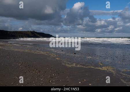 Frankreich, Bretagne, Plerin am 23/12/2020. Der Strand von Rosaires in Plerin. Foto von Martin Bertrand. Frankreich, Bretagne, Plerin le 23/12/2020. La Plage Stockfoto