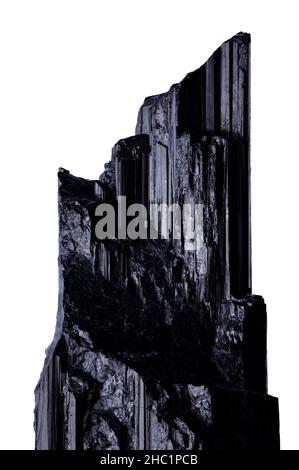 Schorl schwarz Turmalin Probe Nahaufnahme Makro Detail semi-Edelstein Textur weißen Hintergrund isoliert Stockfoto