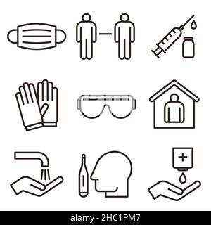 Corona Virus COVID-19 Sicherheitsmaßnahmen. Symbol für Corona-Virenschutz gesetzt Stockfoto