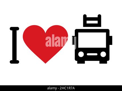 Ich liebe Feuerwehrautos Symbol isoliert auf weißem Hintergrund Stockfoto