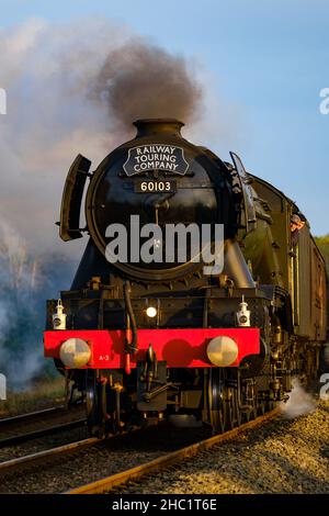 60103 Flying Scotsman auf der Rückfahrt von Stratford-upon-Avon nach Manchester Piccadilly am 30th. Oktober 2021. Stockfoto