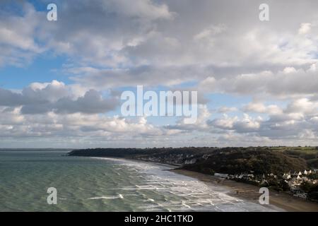 Frankreich, Bretagne, Plerin am 23/12/2020. Der Strand von Rosaires in Plerin. Foto von Martin Bertrand. Frankreich, Bretagne, Plerin le 23/12/2020. La Plage Stockfoto