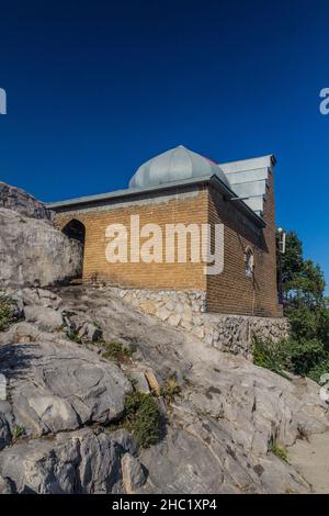 Dom Babura Haus von Babur auf dem Sulaiman-Too Hügel in Osch, Kirgisistan Stockfoto