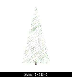 Ein von Hand gezeichnetes abstraktes Nadelbaumkonzept. Neujahr und Weihnachtsbaum. Doodle Vektorgrafik für Winterferien. Designelement Fichte Stock Vektor