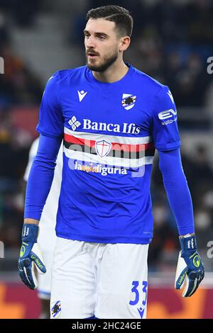 Rom, Latium. 22nd Dez 2021. Wladimir Falcone von Sampdoria während des Serie A-Spiels zwischen AS Roma und Sampdoria im Olimpico-Stadion in Rom, Italien, 22nd. Dezember 2021. Fotografo01 Kredit: Unabhängige Fotoagentur/Alamy Live Nachrichten Stockfoto