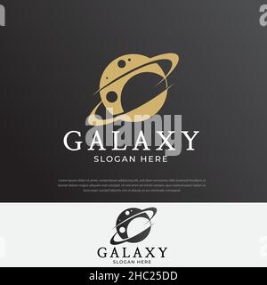 Glaciation Logo Design Planet Symbol Gold Galaxie Design Illustration Vorlage Stock Vektor