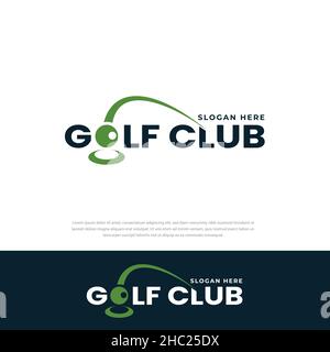 Golf Club Wortschild Logo, Design-Vorlage, Symbol, Symbol, Ball Stock Vektor