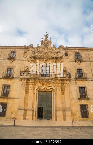 Fassade des Klosters. Ucles, Provinz Cuenca, Castilla La Mancha, Spanien. Stockfoto