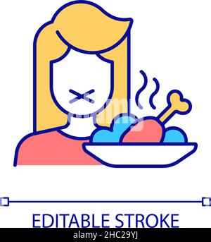 RGB-Farbsymbol zur Vermeidung von Lebensmitteleinnahme Stock Vektor