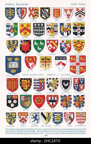 Vintage-Illustrationen von 'A Pageant of Heraldry' - Eine Farbgalerie von Mäntel-of-Arms. Waffen der Gemeinschaft. Stockfoto