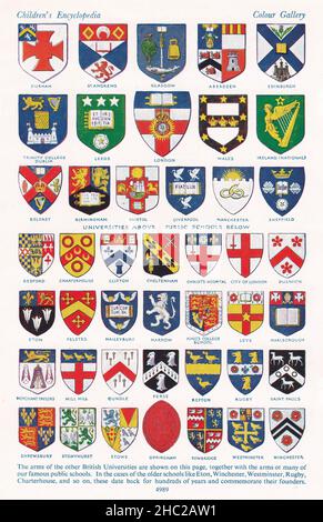 Vintage-Illustrationen von 'A Pageant of Heraldry' - Eine Farbgalerie von Mäntel-of-Arms. Waffen der Gemeinschaft. Stockfoto