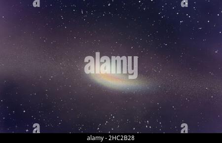 Raum-Hintergrund-Illustration mit Nebel und Sternen. Stockfoto