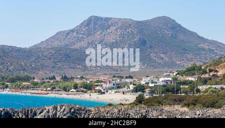 Blick auf das Palamutbuku Feriendorf in Datca. Datca ist ein Bezirk der Provinz Mugla im Südwesten der Türkei. Stockfoto