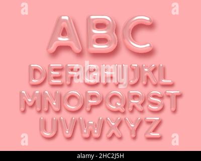 3D Hochglanz-Pink-Alphabet-Vektor-Set. Stock Vektor