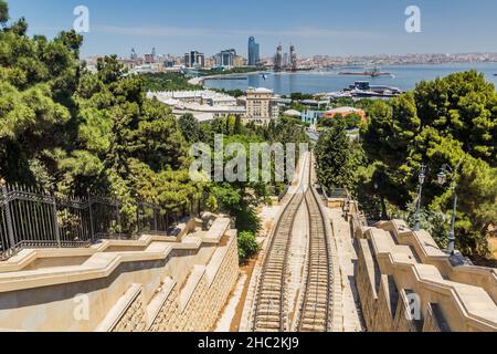 Blick auf den Funicler in Baku, Aserbaidschan Stockfoto