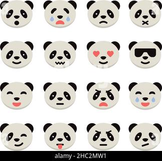 Panda Emotion Icons Set. Niedliche Pandas mit verschiedenen Emotionen. Einfache Vektordarstellung. Stock Vektor
