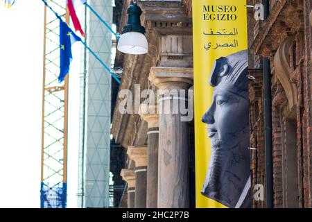 Eingang des Ägyptischen Museums, Turin, Italien Stockfoto