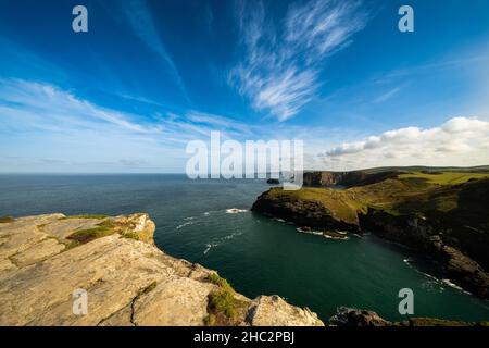 Blick auf Tintagel Castle Stockfoto