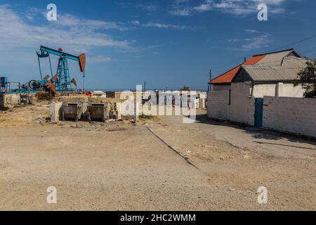 Ölpickel in den Vororten von Baku, Aserbaidschan Stockfoto