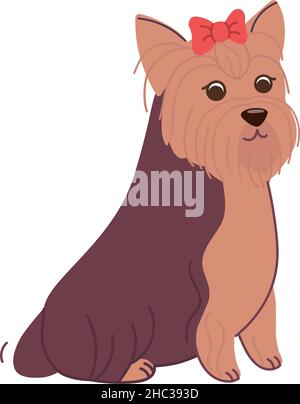 Yorkshire Terrier Hund sitzt. Vektorgrafik in flachem Stil isoliert auf weißem Hintergrund Stock Vektor