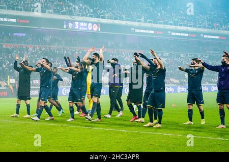 Brüssel, Belgien. 23rd Dez 2021. BRUSSEL, BELGIEN - 23. DEZEMBER: Spieler des RSC Anderlecht während des belgischen Croky Cup - Viertelfinalspiel zwischen RSC Anderlecht und KV Kortrijk am 23. Dezember 2021 im Lotto Park in Brussel, Belgien (Foto von Joris Verwijst/Orange Picics) Credit: Orange Pics BV/Alamy Live News Stockfoto