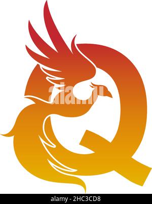 Buchstabe Q Symbol mit phoenix Logo Design Vorlage Illustration Stock Vektor