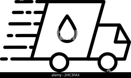 Schwarzes Symbol für den Wasserzulieferwagen. Vektorgrafik isoliert auf weißem Hintergrund. Stock Vektor