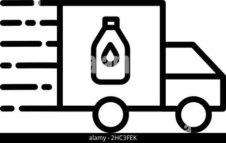Schwarzes Symbol für den Wasserzulieferwagen. Vektorgrafik isoliert auf weißem Hintergrund. Stock Vektor