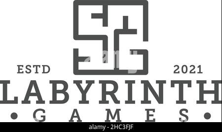 Modernes Design LABYRINTH SPIELE spielen Logo-Design Stock Vektor