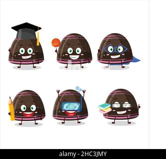 Schüler von Schokolade Gelee gummy Süßigkeiten Cartoon-Figur mit verschiedenen Ausdrücken. Vektorgrafik Stock Vektor