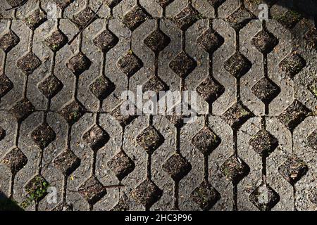 Grauer Betonstein Pflaster Hintergrund, graue Pflasterung Textur Stockfoto