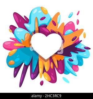 Liebe Form Herz-Symbol in bunten Spritzlack Flüssigkeit Spritzer Tinte Spritz Design kreative Illustration Stock Vektor