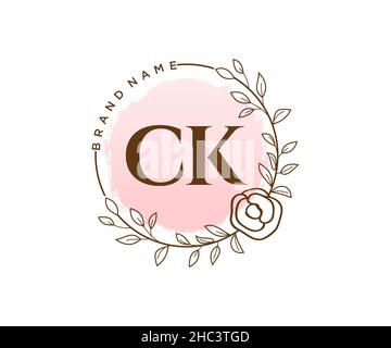 CK feminines Logo. Verwendbar für Natur, Salon, Spa, Kosmetik und Beauty Logos. Flaches Vektor-Logo-Design-Template-Element. Stock Vektor