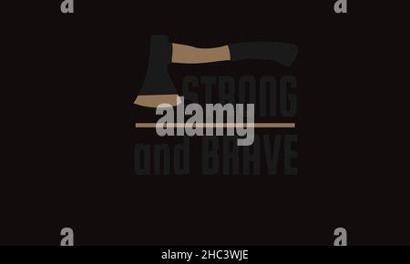 Starke tapfere Axt Abenteuer im Freien Monogramm Text Vektor Vorlage Stock Vektor