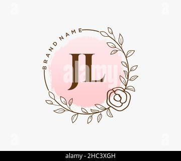 JL feminines Logo. Verwendbar für Natur, Salon, Spa, Kosmetik und Beauty Logos. Flaches Vektor-Logo-Design-Template-Element. Stock Vektor