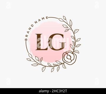 Feminines Logo von LG. Verwendbar für Natur, Salon, Spa, Kosmetik und Beauty Logos. Flaches Vektor-Logo-Design-Template-Element. Stock Vektor