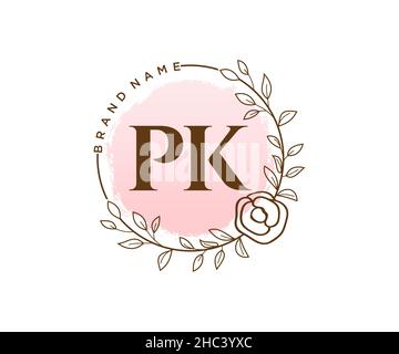 PK feminines Logo. Verwendbar für Natur, Salon, Spa, Kosmetik und Beauty Logos. Flaches Vektor-Logo-Design-Template-Element. Stock Vektor