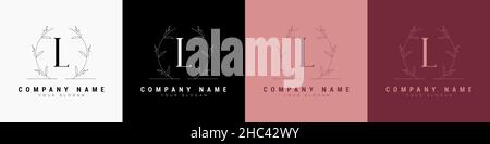 Minimale florale Buchstaben Alphabet Logo Vorlage Form Stock Vektor
