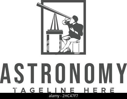Flache Silhouette ASTRONOMIE Fernglas Logo Design Stock Vektor