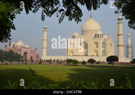 Blick auf den Garten des Taj Mahal Stockfoto