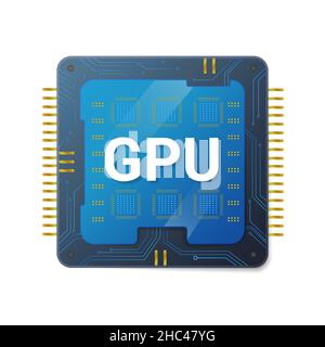 Zentraler gpu-Prozessor mit Goldkontakten Stock Vektor