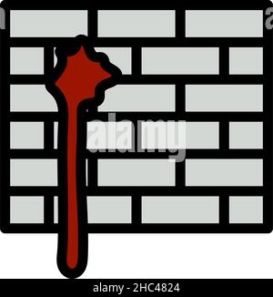 Symbol „Blood On Brick Wall“. Editierbare Fett Formatigte Kontur Mit Farbfüllungsdesign. Vektorgrafik. Stock Vektor