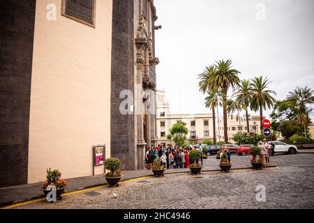 Gemütliche Straßen von La Orotava an einem bewölkten Tag, Teneriffa Stockfoto